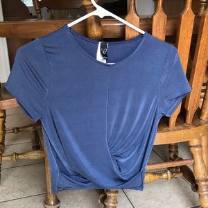 Navy blue silky crop top!!